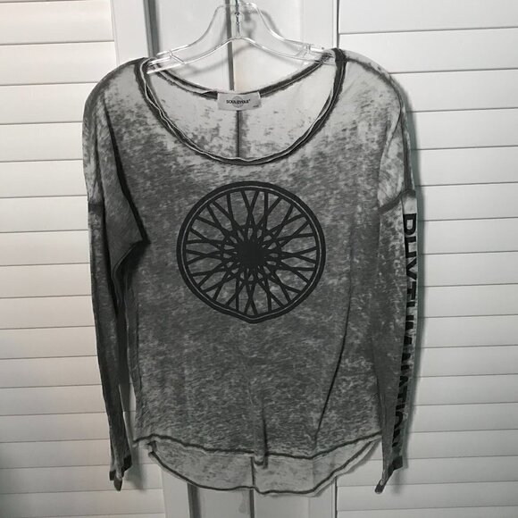 Soulcycle gray burn out long sleeve tee, S - Picture 1 of 6